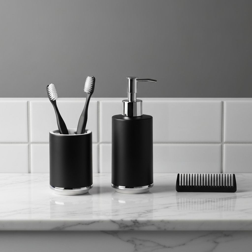 Afcabakila Bathroom Accessories Set with Suction - Bathroom organizer storage solution - Check price on Amazon