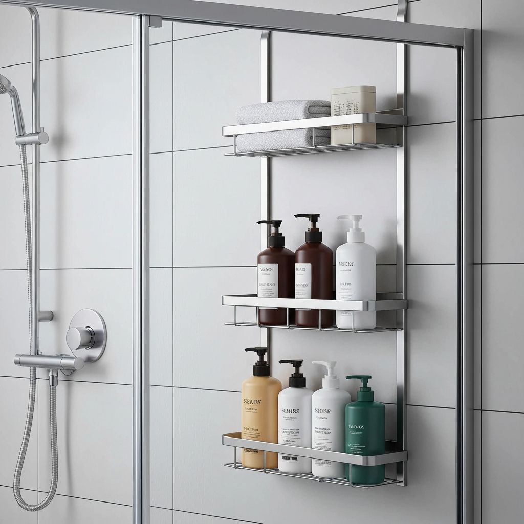 NESOMI Adhesive Shower Organizer - Rustproof Stainless - Bathroom organizer storage solution - Check price on Amazon