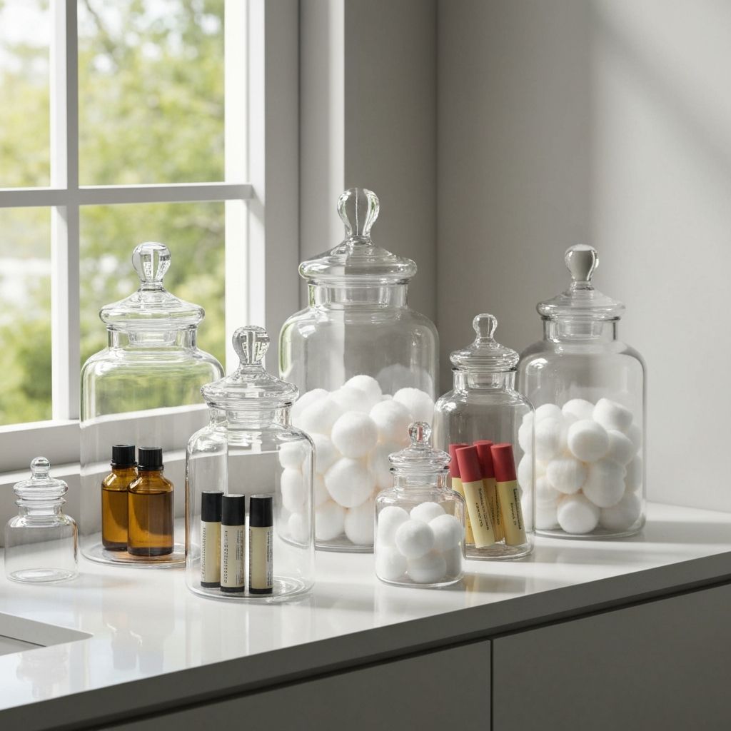 Tbestmax Apothecary Container Set - Bathroom organizer storage solution - Check price on Amazon