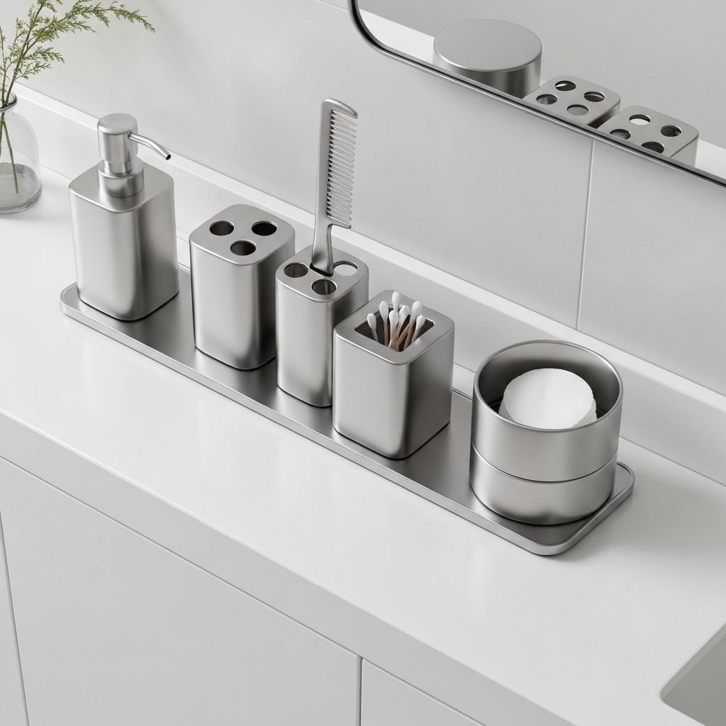 Urbanstrive Stainless Steel Bathroom Set - Bathroom organizer storage solution - Check price on Amazon